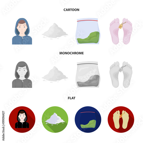 Addict, cocaine, marijuana, corpse.Drug set collection icons in cartoon,flat,monochrome style vector symbol stock illustration web.