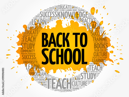 Back to School word cloud collage, education concept background