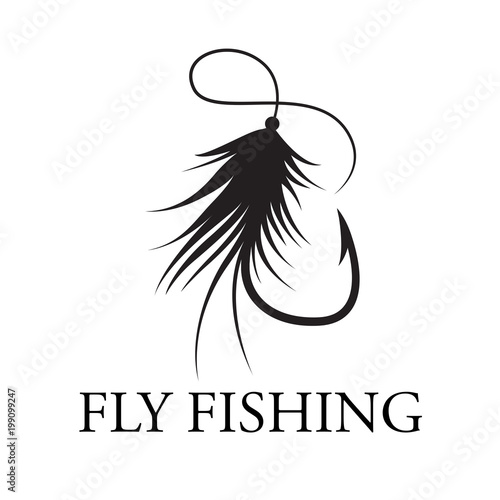 graphic fly fishing, vector
