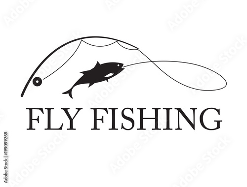 graphic fly fishing, vector