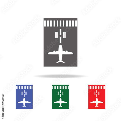 Airplane on Runway Icon. Elements of airport multi colored icons. Premium quality graphic design icon. Simple icon for websites, web design, mobile app, info graphics