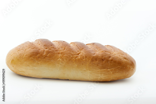 Loaf of bread isolated on white background.  Fresh organic bread