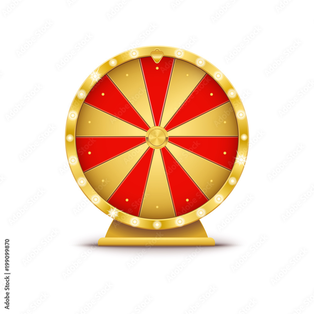 Realistic 3d spinning golden fortune wheel, lucky roulette vector  illustration on transparent background, online casino lucky gold roulette  game without numbers. Stock Vector | Adobe Stock