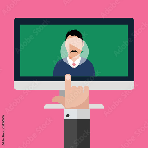 Flat  training video hand concept design eps 10