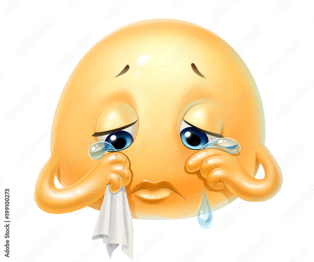 Emoji, sad, crying, isolated on white Stock Illustration | Adobe Stock