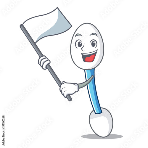 With flag cotton swab mascot cartoon photo