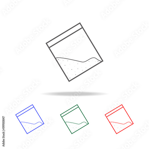 Drug cocain in plastic bag with zipper icon. Elements of human weakness and addiction multi colored icons. Premium quality graphic design icon. Simple icon for websites, web design