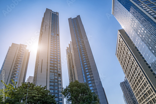 The architectural landscape of the commercial building in the city center of the city