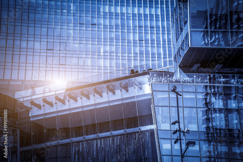 The architectural landscape of the commercial building in the city center of the city photo