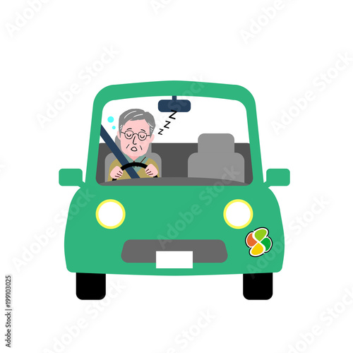 シニア男性　居眠り運転