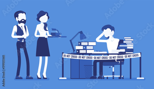 Do not cross office tape near the hardworking manager desk