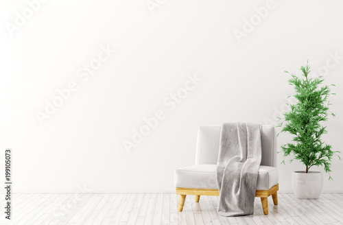 Interior of living room with armchair 3d rendering