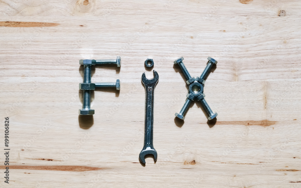 Arrangement of wrench nuts and bolts in concept wording Arrangement of wrench nuts and bolts in concept wording