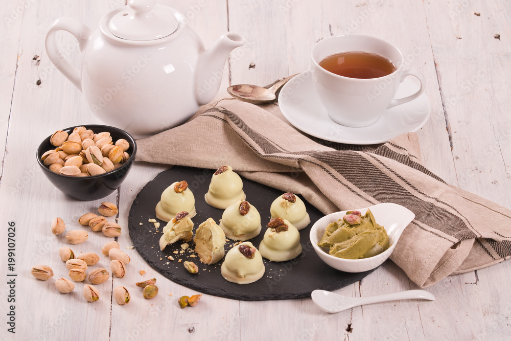 Fototapeta premium Pistachio truffles.