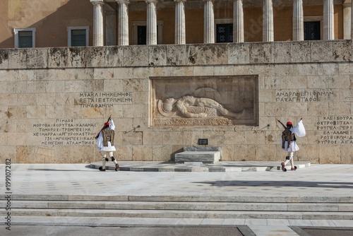 Greek Presidential guard in Syntagma Square in Athens Greece photo