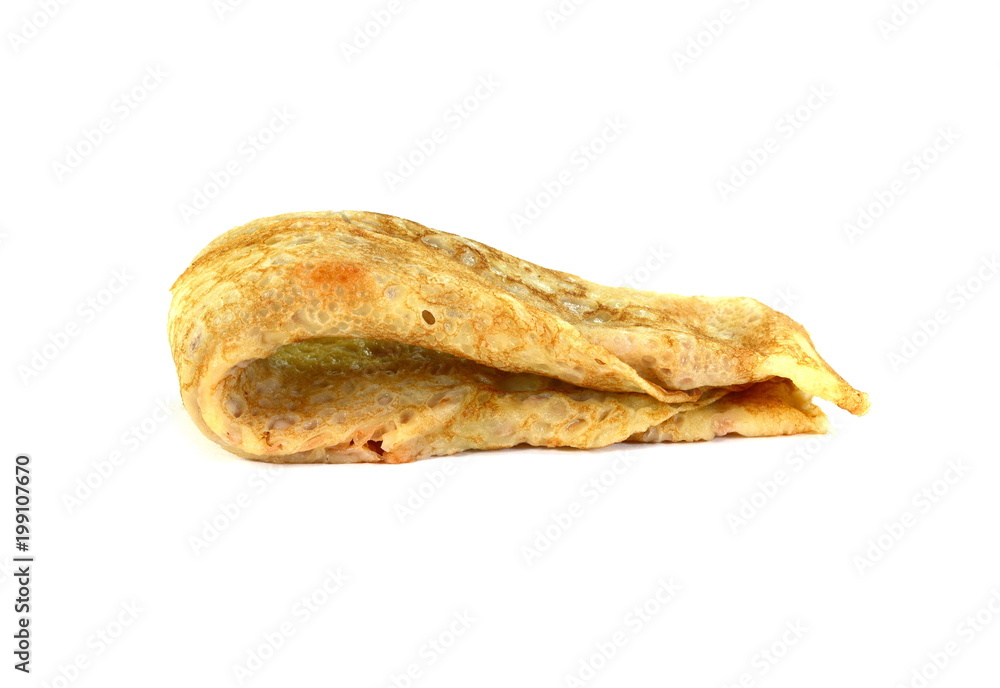 Pancake isolated on white background. Traditional russian and serbian pancake, isolated on white background. Pancake isolated on white background. Traditional russian and serbian pancake, isolated on white background.