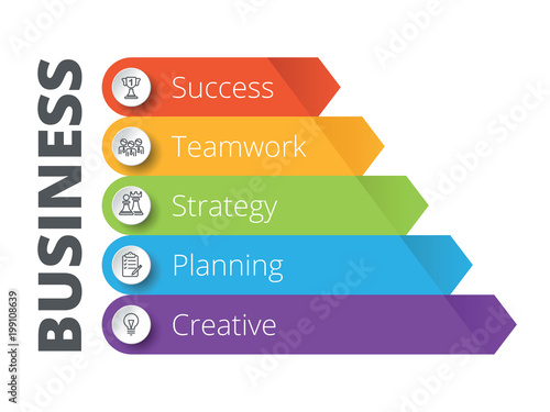 Pyramid infographic template with five elements. One from a set of vector illustrations. 
Can be used for workflow layout, diagram, business step options, banner, web design.