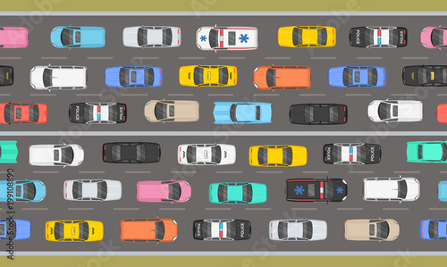 Top view of Traffic road jam
