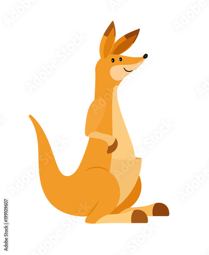 Kangaroo. Cute vector wallaby illustration, cartoon kangaroo or wallaroo on white