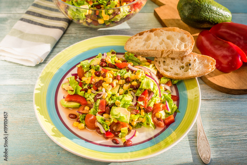 Traditional Vegetarian American Southwest Salad on a plate