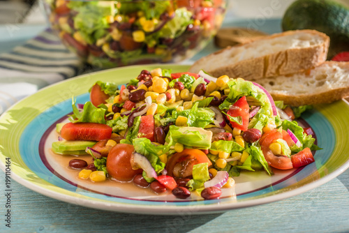 Traditional Vegetarian American Southwest Salad on a plate
