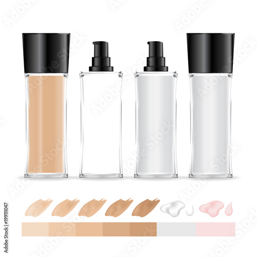 Cream container isolated on white background. Cosmetic glass bottle (transparent). Beauty product package, vector illustration.