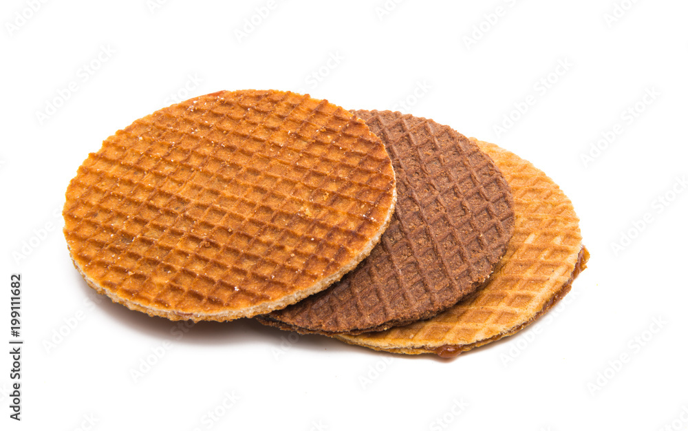 wafers with caramel isolated wafers with caramel isolated