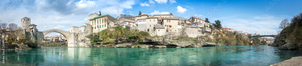 Panoramic view of city of Mostar, Bosnia and Herzegovina.