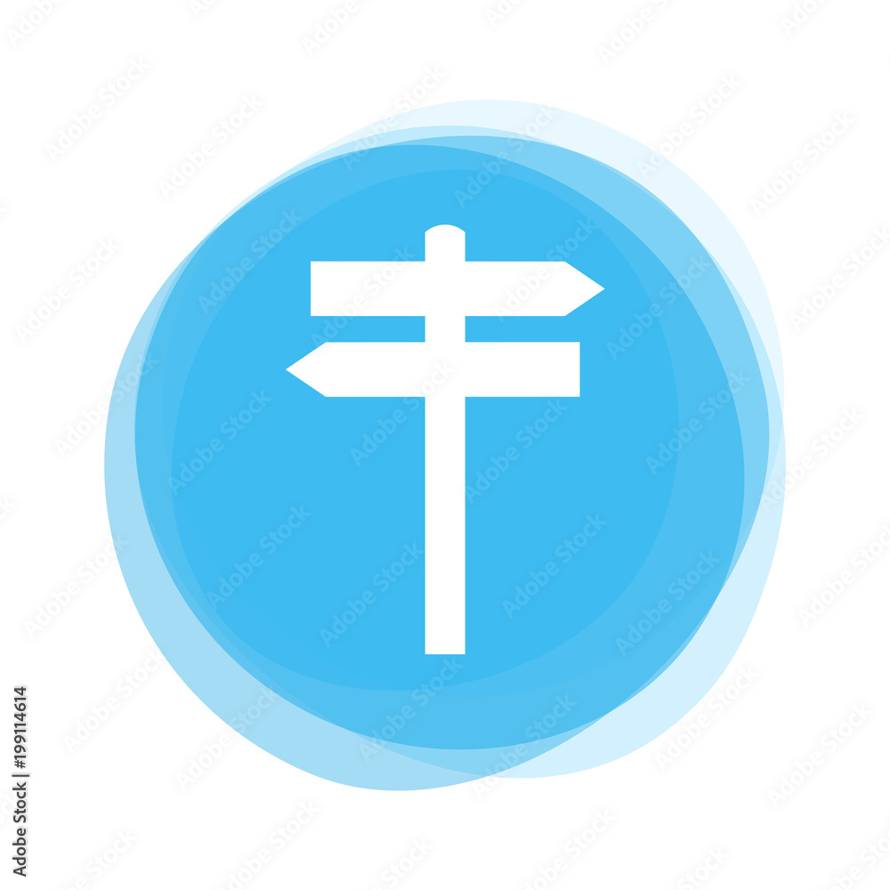Weißer Wegweiser auf hellblauem Button Weißer Wegweiser auf hellblauem Button