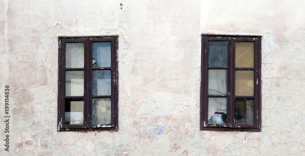 Old windows on old houses.vintage