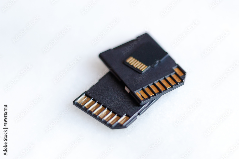 various sizes SD cards on a white background various sizes SD cards on a white background
