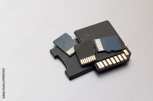 various sizes SD cards on a white background