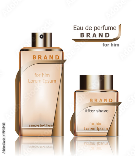Perfume bottles Vector. Product packaging realistic detailed 3d illustration. Luxury fragrances
