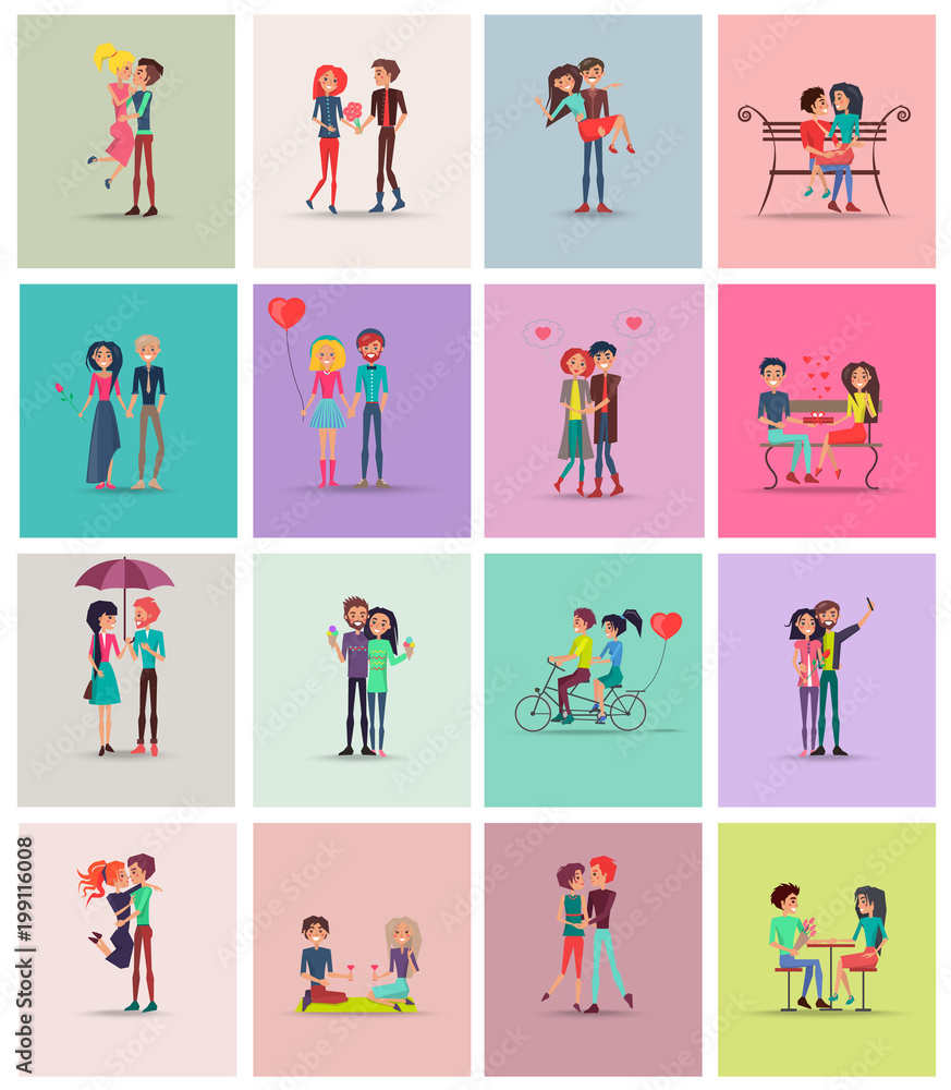 Couples in Love Collection Vector Illustration