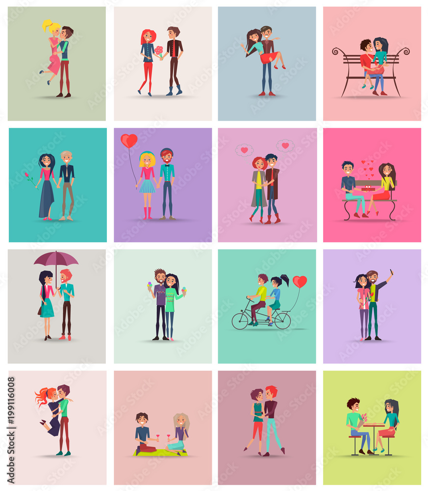 Couples in Love Collection Vector Illustration Couples in Love Collection Vector Illustration