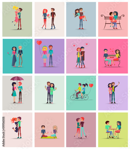 Couples in Love Collection Vector Illustration