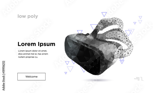 Low poly virtual reality helmet. 