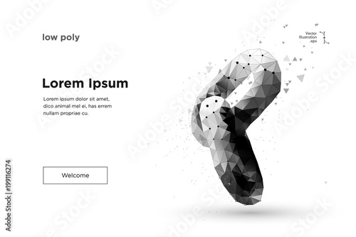 Blockchain link sign low poly design. 