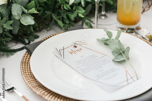 Menu copper with flat lays details