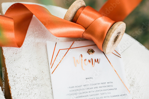 Menu copper with flat lays details