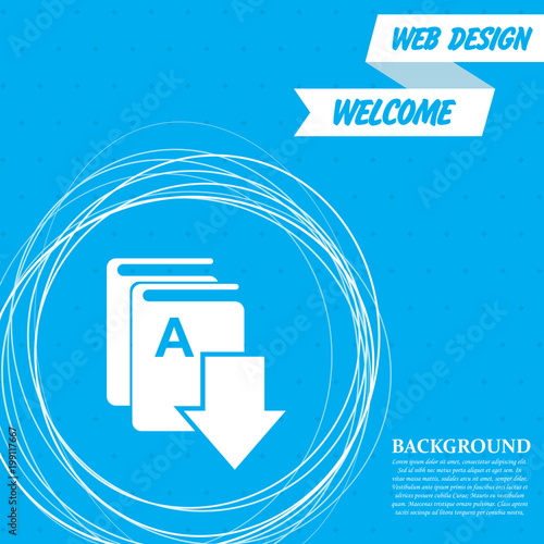 Book download, e- icon on a blue background with a