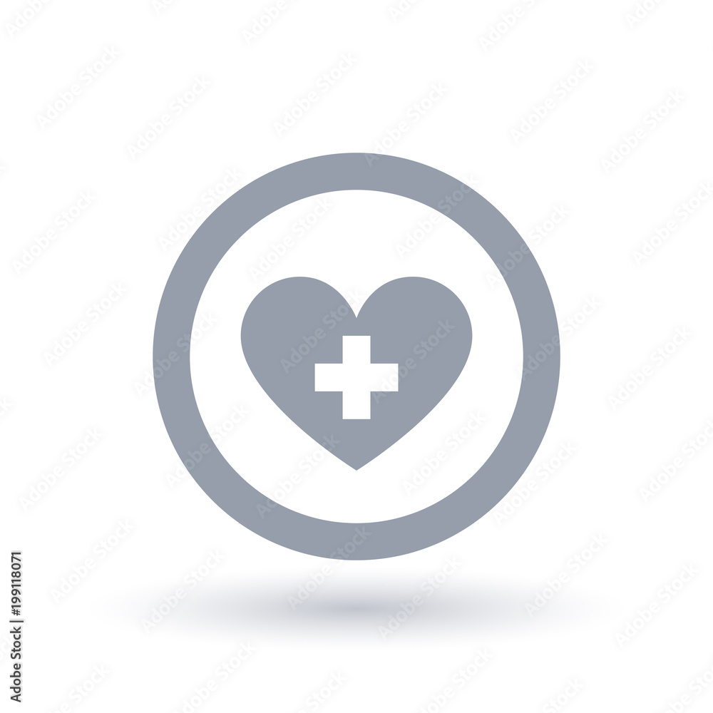 Healthy heart icon. Heart with cross symbol. healthcare medicine sign in circle. Vector illustration. Healthy heart icon. Heart with cross symbol. healthcare medicine sign in circle. Vector illustration.