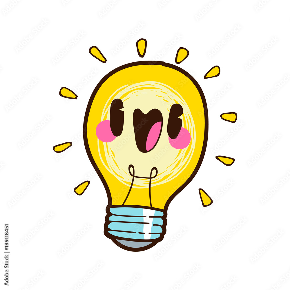 cute bulb lamp vector cartoon, bulb sticker Stock Vector | Adobe Stock