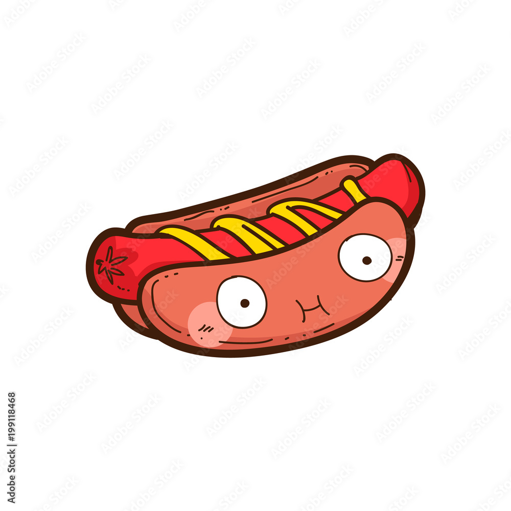 cute hotdog vector cartoon, hotdog sticker cute hotdog vector cartoon, hotdog sticker