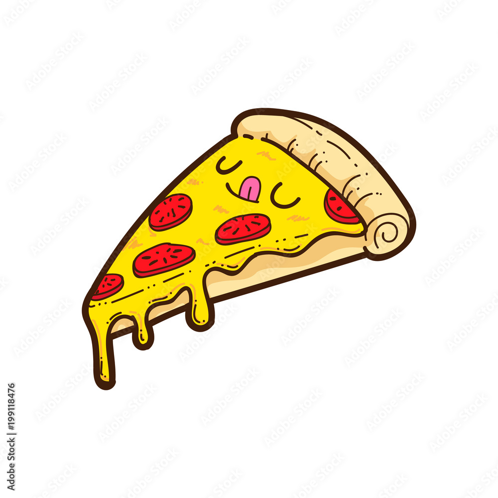 cute pizza vector cartoon, pizza sticker Stock Vector | Adobe Stock