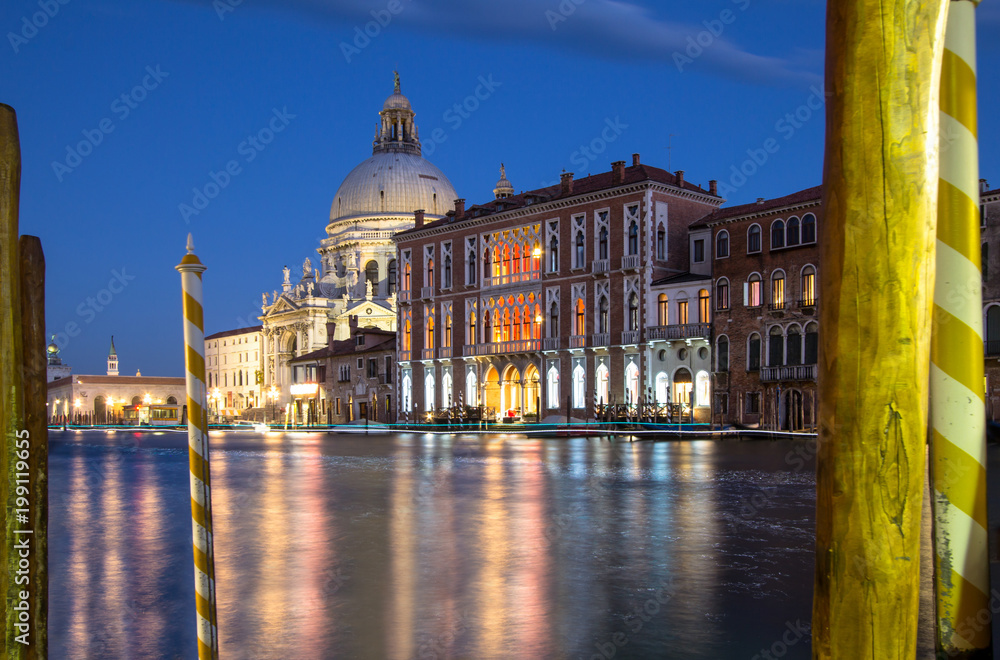 Basilica Santa Maria della Salute at night, Venice, Italy