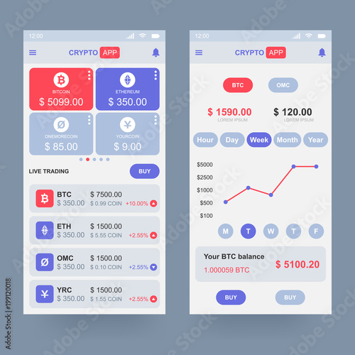Cryptocurrency application design concept