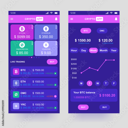 Cryptocurrency application design concept