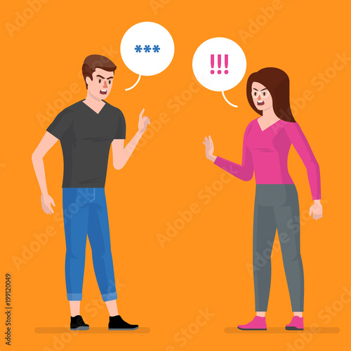 Conflict. A man and a woman quarrel.