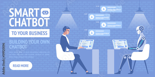 Smart chatbot to your business. Vector poster for business, site, banners, web, brochure cards